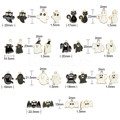 70Pcs 14 Styles Halloween Alloy Enamel Pendants ENAM-CJ0002-18-1