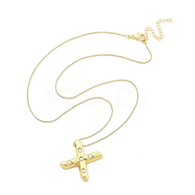 Brass & Plastic Pearl Letter Pendant Box Chain Necklaces for Women NJEW-U017-01G-24-1