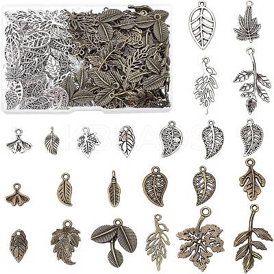 Tibetan Style Alloy Leaf Pendants TIBEP-PH0001-10-LF-1