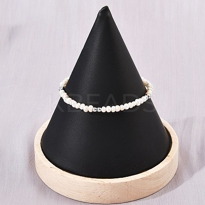 Brass & Natural Pearl Round Beaded Bracelets for Women BJEW-D366-02P-1