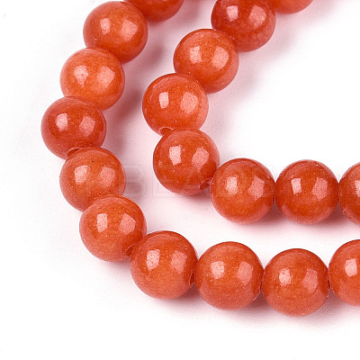 Dyed Natural Mashan Jade Round Beads Strands G-T139-6mm-67C-1