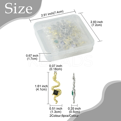12Pcs 2 Colors Rack Plating Alloy Rhinestone Pendants FIND-FS0003-70-1