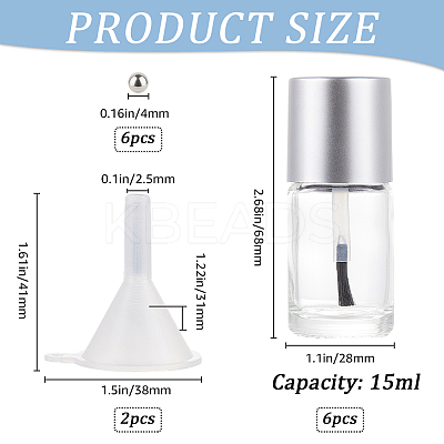 Transparent Glass Nail Polish Empty Bottle AJEW-GF0009-76B-01-1