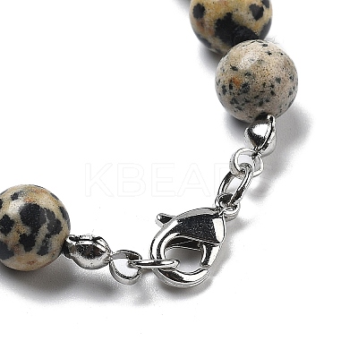8.5mm Round Natural Dalmatian Jasper Beaded Necklaces NJEW-F327-02A-02-1