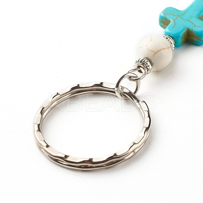 Synthetic Howlite Bead and Synthetic Turquoise beads Keychain KEYC-JKC00267-04-1