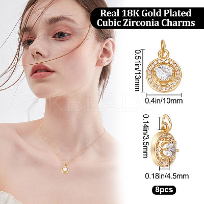 8Pcs Brass Micro Pave Clear Cubic Zirconia Charms KK-BBC0005-61-1