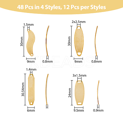 48Pcs 4 Styles 201 Stainless Steel Connector Charms STAS-DC0014-18-1