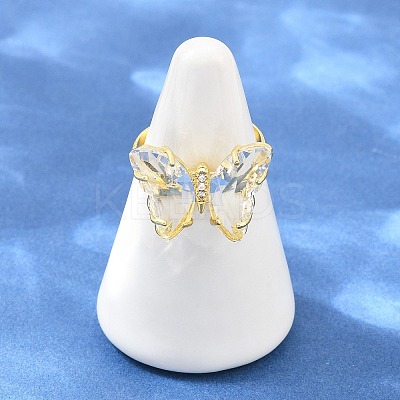 Brass Micro Pave Cubic Zirconia Finger Rings GL-CBA65A8-01G-15-1