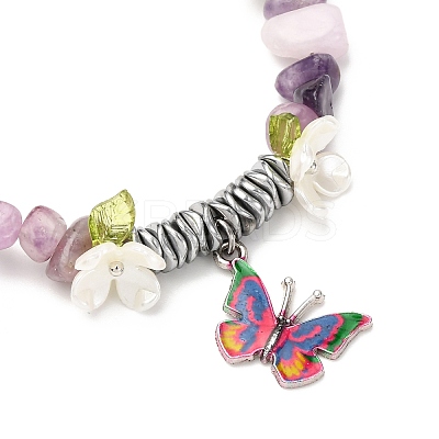 5Pcs Printed Alloy Butterfly Charm Bracelets BJEW-JB12404-1