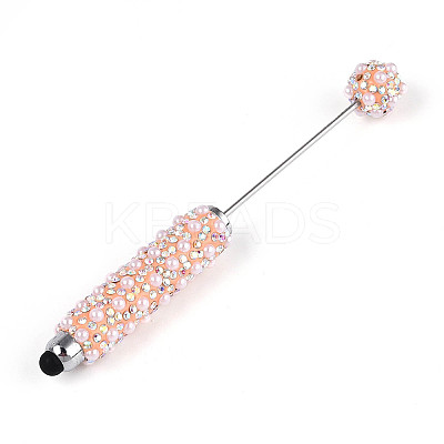 ABS Imitation Pearl & Polymer Clay Pave Rhinestone Touch Screen Stylus AJEW-T013-06H-1