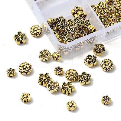 120Pcs 6 Styles Tibetan Style Alloy Beads TIBEB-YW0001-30-1
