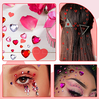 16Pcs 16 Styles Face Heart Acrylic Rhinestone Stickers AJEW-SP0001-94-1