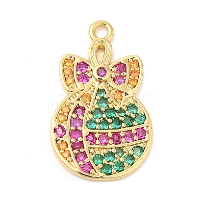 Rack Plating Brass Pave Cubic Zirconia Pendants KK-R150-04G-1