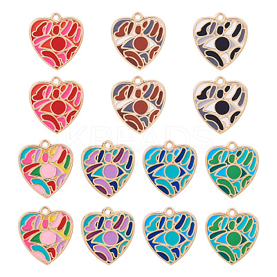 14Pcs 7 Colors Rack Plating Alloy Enamel Pendants ENAM-TA0002-54-1