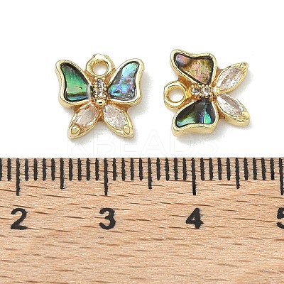 Brass Micro Pave Clear Cubic Zirconia Charms KK-F926-03G-1