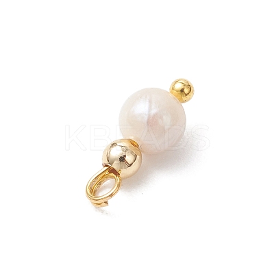 Natural Freshwater Pearl Potato with Brass Beaded Charms PALLOY-JF04946-01-1