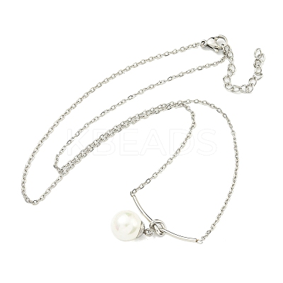 Plastic Imitation Pearl Round Pendant Necklaces NJEW-Z041-05P-1