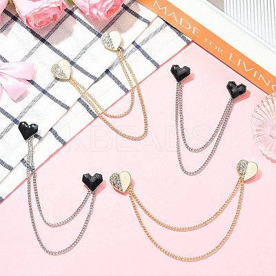 4Pcs 2 Styles Heart Rhinestone Lapel Pins JEWB-CJ0003-34-1