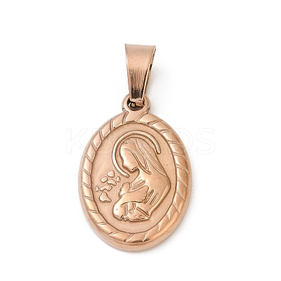 Ion Plating(IP) 201 Stainless Steel Pendants STAS-O111-05RG-1
