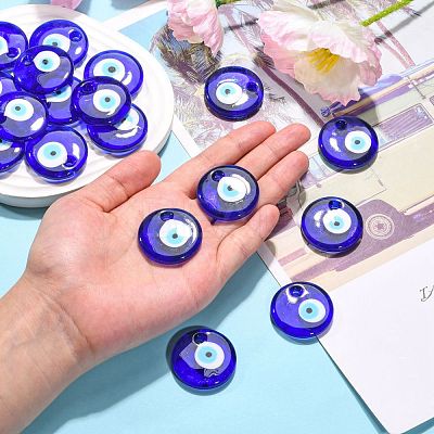 Handmade Lampwork Evil Eye Pendants X-LAMP-E106-02A-1
