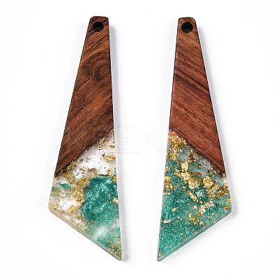 Transparent Resin & Walnut Wood Pendants RESI-N039-70B-1