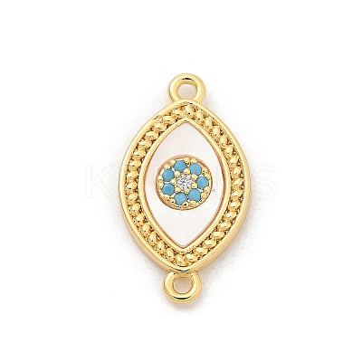 Brass Micro Pave Clear Cubic Zirconia Connector Charms KK-M303-04G-01-1