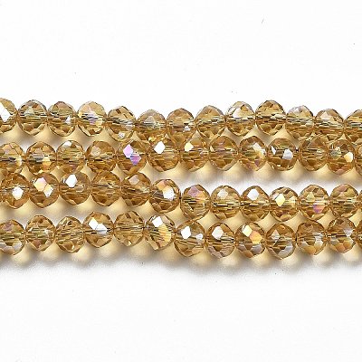 Electroplate Transparent Glass Beads Strands EGLA-A034-T4mm-H18-1
