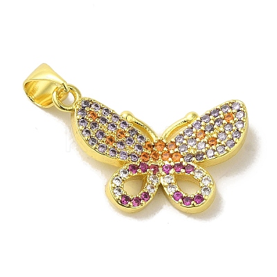 Brass Micro Pave Colorful Cubic Zirconia Pendants KK-Z042-06G-1