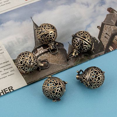 Brass Hollow Round Cage Pendants LS-KK-L079-02-NR-1