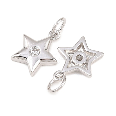 Brass Micro Pave Cubic Zirconia Charms KK-Z146-24P-1