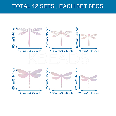 12Sets 6 Style PVC 3D Imitation Hollow Out Dragonfly Wall Stickers DIY-CF0001-04-1