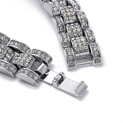Men's Crystal Rhinestone Solid Link Chain Bracelet BJEW-I297-02P-1