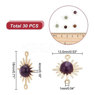 30Pcs Natural Mixed Gemstone Connector Charms FIND-AR0003-83-1
