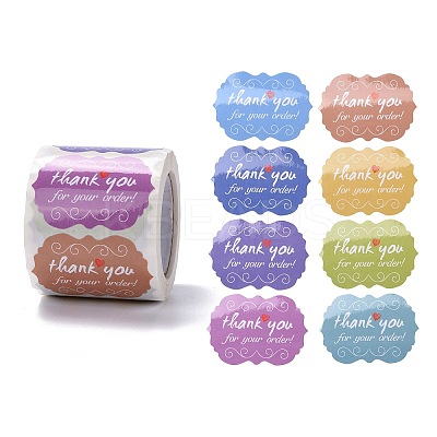 Lace Shape Paper Thank You Stickers LS-DIY-C042-01-1