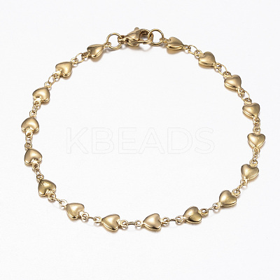 304 Stainless Steel Heart Link Chain Jewelry Sets SJEW-H103-A-01G-1