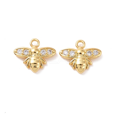 Bee Brass Micro Pave Clear Cubic Zirconia Charms KK-G435-18G-1