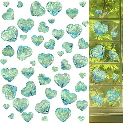 4PCS 2 Styles PVC Stickers Dazzling Color Window Stickers 3D Laser Heart Shaped Electrostatic Glass Window Stickers JX829A-1