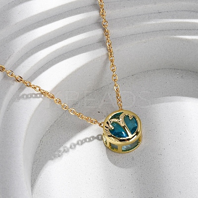 Brass Pave Cubic Zirconia Birth Stone Constellation Pendant Cable Chain Necklaces LS-NJEW-D334-01G-07-1