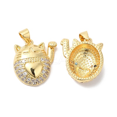 Brass Micro Pave Clear Cubic Zirconia Pendants ZIRC-L103-035G-1