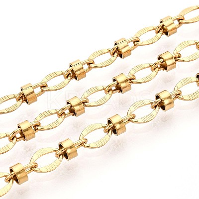 304 Stainless Steel Textured Oval Link Chains CHS-N005-06C-G-1