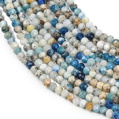 Natural Blue Azurite in Calcite Beads Strands G-P618-3mm-01-1