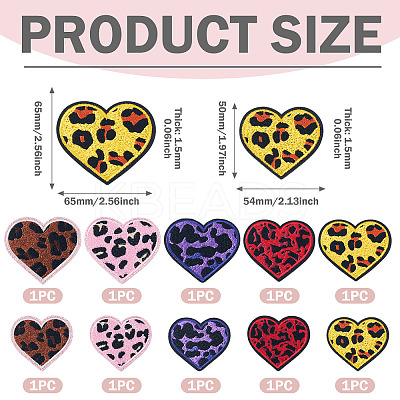 10Pcs 10 Styles Polyester Leopard Print Embroidery Cloth Iron on/Sew on Patches PATC-TA0001-59-1