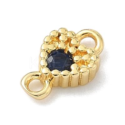 Brass Pave Cubic Zirconia Heart Connector Charms KK-G548-18G-1