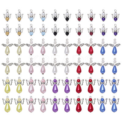 60Pcs 60 Style Glass Pearl Beaded Pendants FIND-CA0007-82-1
