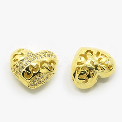 Brass Micro Pave Cubic Zirconia Beads ZIRC-F004-33G-1