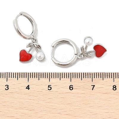 Heart Brass ABS Imitation Pearl Hoop Earrings EJEW-M077-18P-1