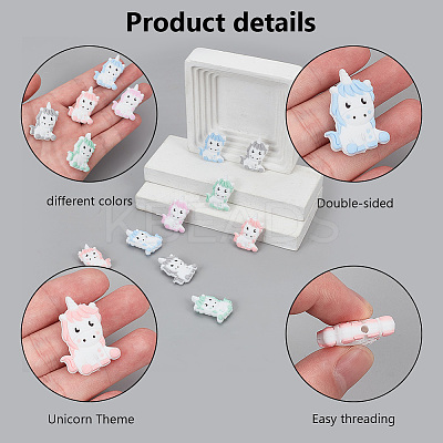 10Pcs 5 Colors  Unicorn Food Grade Eco-Friendly Silicone Beads SIL-DR0001-01-1