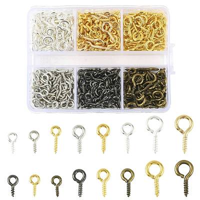 480Pcs 16 Styles Iron Screw Eye Pin Peg Bails IFIN-FS0001-62-1