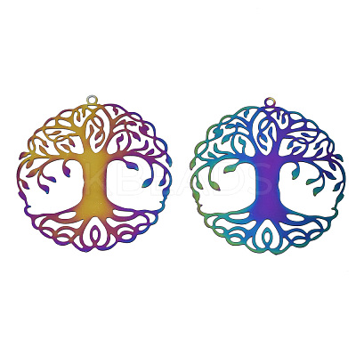 Ion Plating(IP) 201 Stainless Steel Filigree Pendants X-STAS-S118-030-1