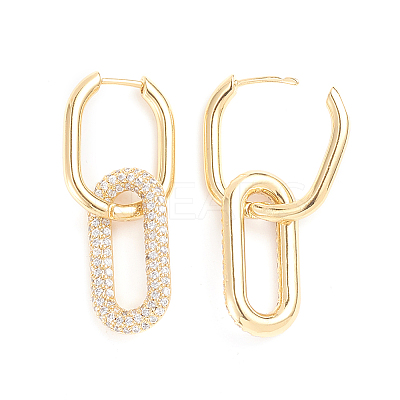 Brass Micro Pave Cubic Zirconia Huggie Hoop Earrings EJEW-G274-09G-02-1